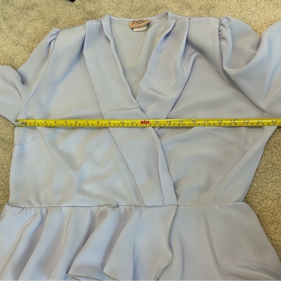 FORGOTTEN Women vintage light pastel lilac purple ruffle peplum dress sz 16.5 - Picture 7 of 11
